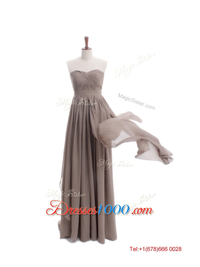 Cheap 2016 Empire Grey Long Prom Dresses with Ruching