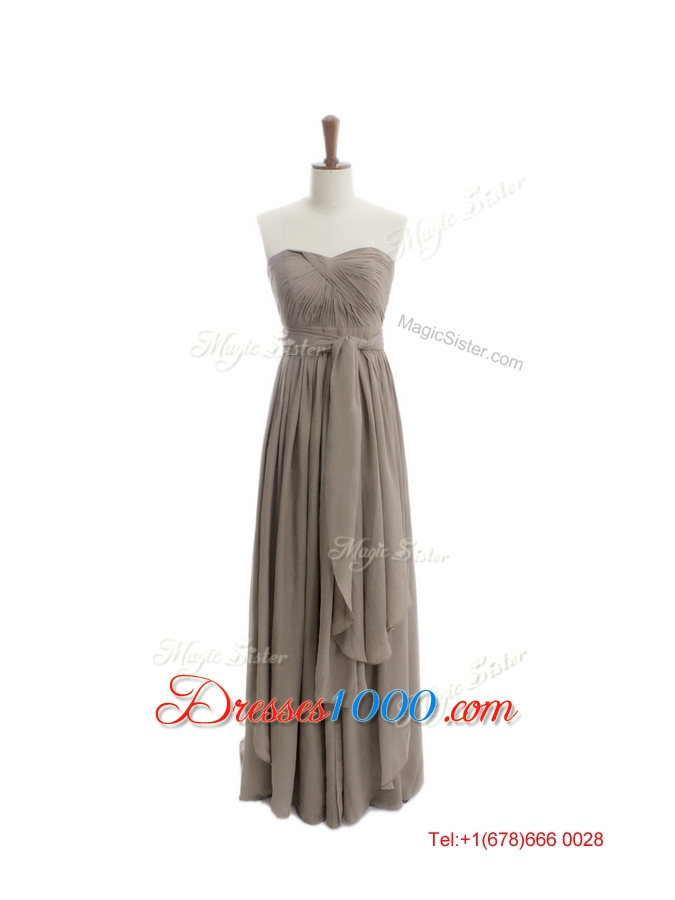 Cheap 2016 Empire Grey Long Prom Dresses with Ruching