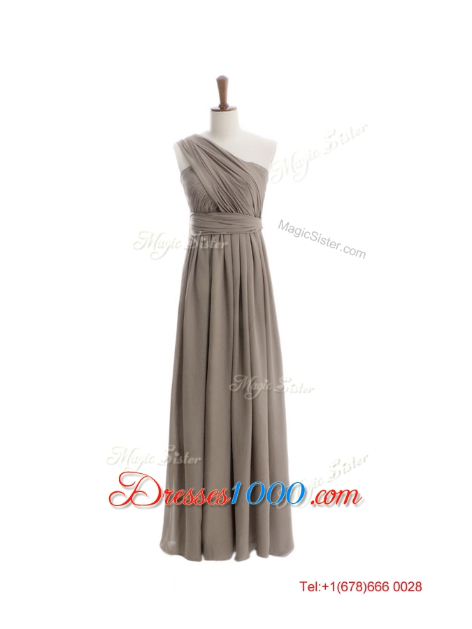 Cheap 2016 Empire Grey Long Prom Dresses with Ruching