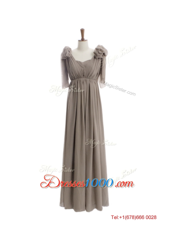 Cheap 2016 Empire Grey Long Prom Dresses with Ruching