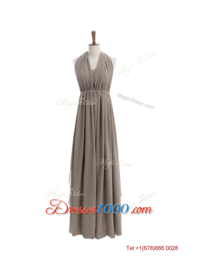 Cheap 2016 Empire Grey Long Prom Dresses with Ruching