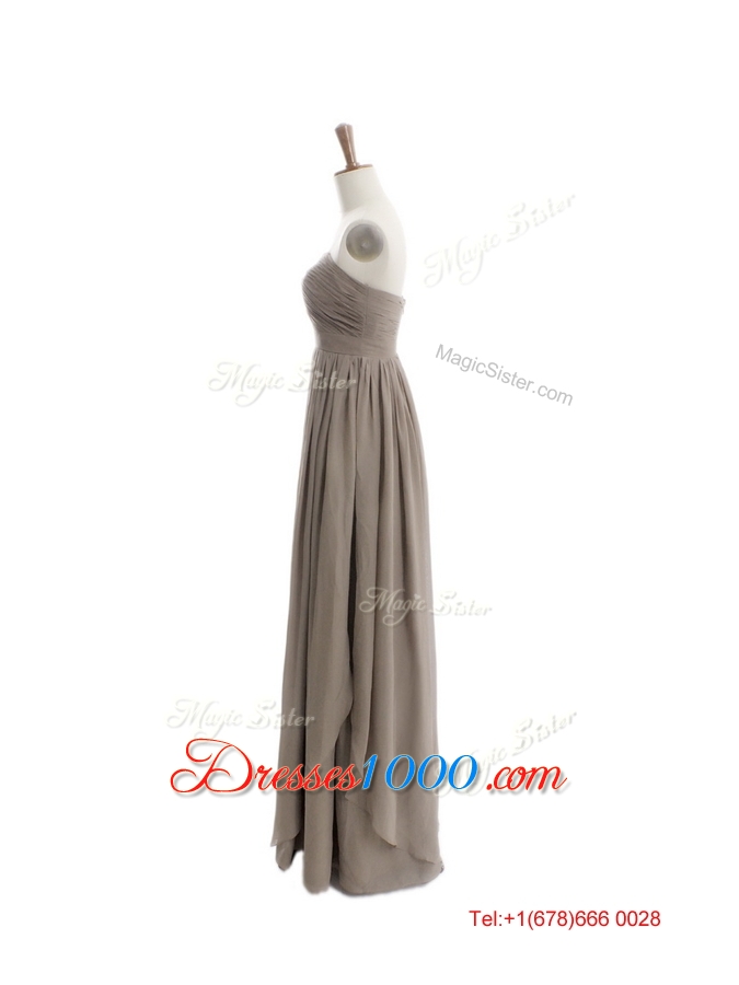 Cheap 2016 Empire Grey Long Prom Dresses with Ruching