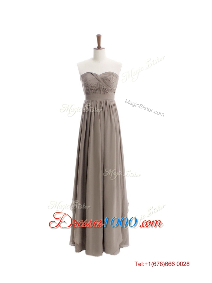 Cheap 2016 Empire Grey Long Prom Dresses with Ruching