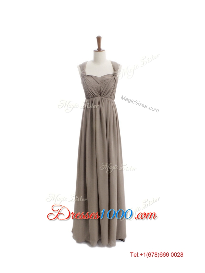 Cheap 2016 Empire Grey Long Prom Dresses with Ruching