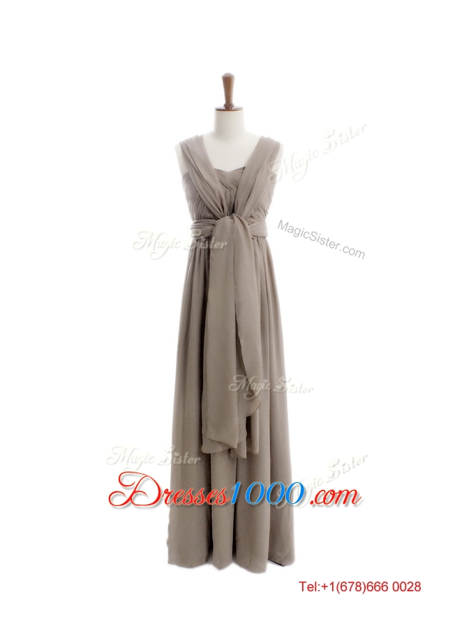 Cheap 2016 Empire Grey Long Prom Dresses with Ruching