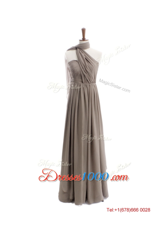 Cheap 2016 Empire Grey Long Prom Dresses with Ruching