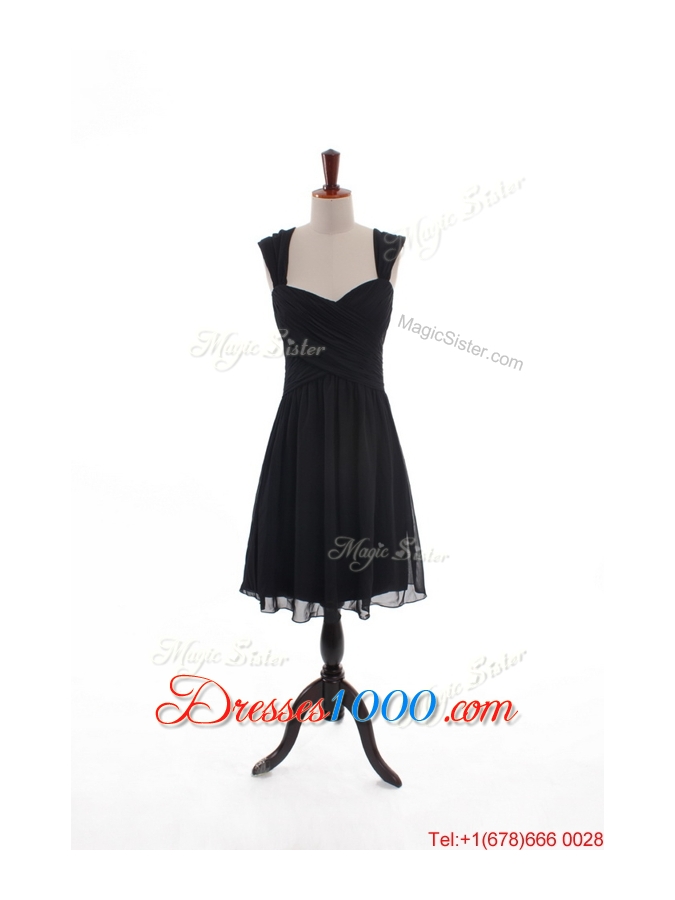 Custom Made Empire Straps Knee Length Prom Dresses with Ruching