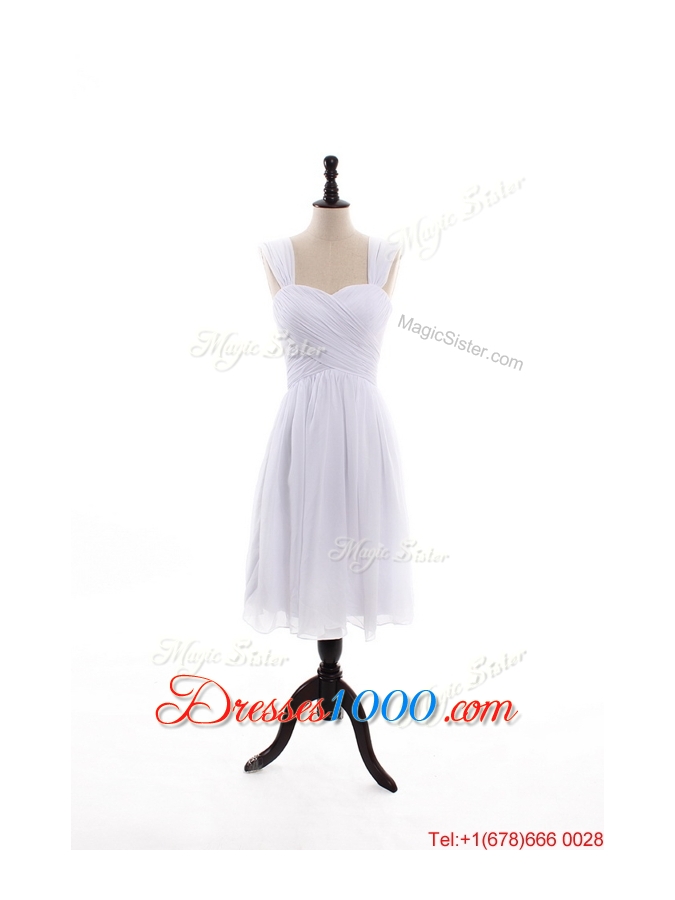 Custom Made Empire Straps Knee Length Prom Dresses with Ruching