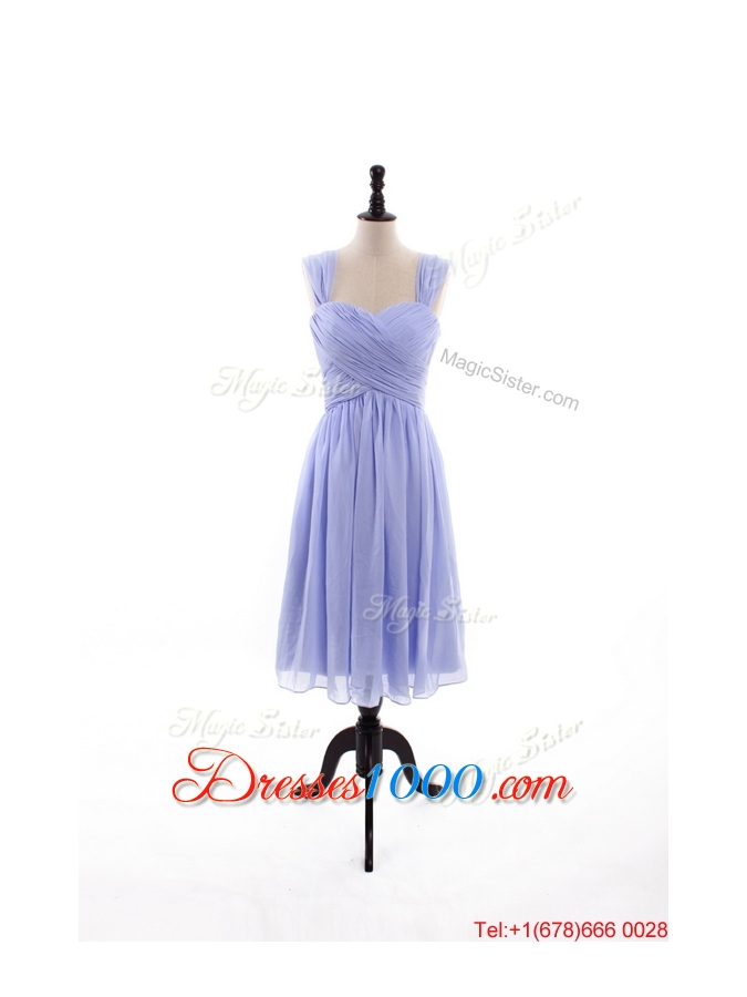 Custom Made Empire Straps Knee Length Prom Dresses with Ruching