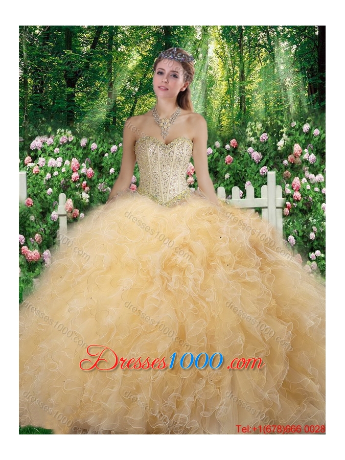 Elegant Sweetheart 2016 Quinceanera Dresses with Beading and Ruffles