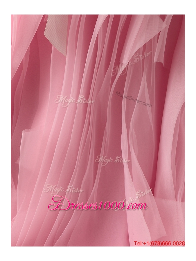 Great Remarkable Baby Pink Wedding Dresses with Rolling Flowers and Bowknot