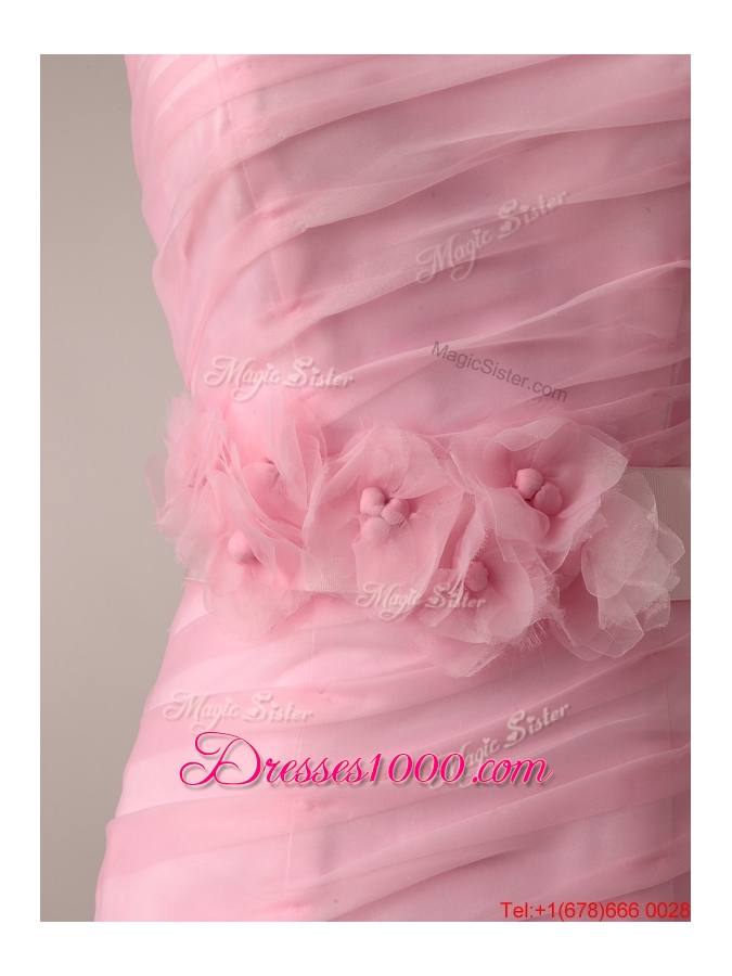 Great Remarkable Baby Pink Wedding Dresses with Rolling Flowers and Bowknot