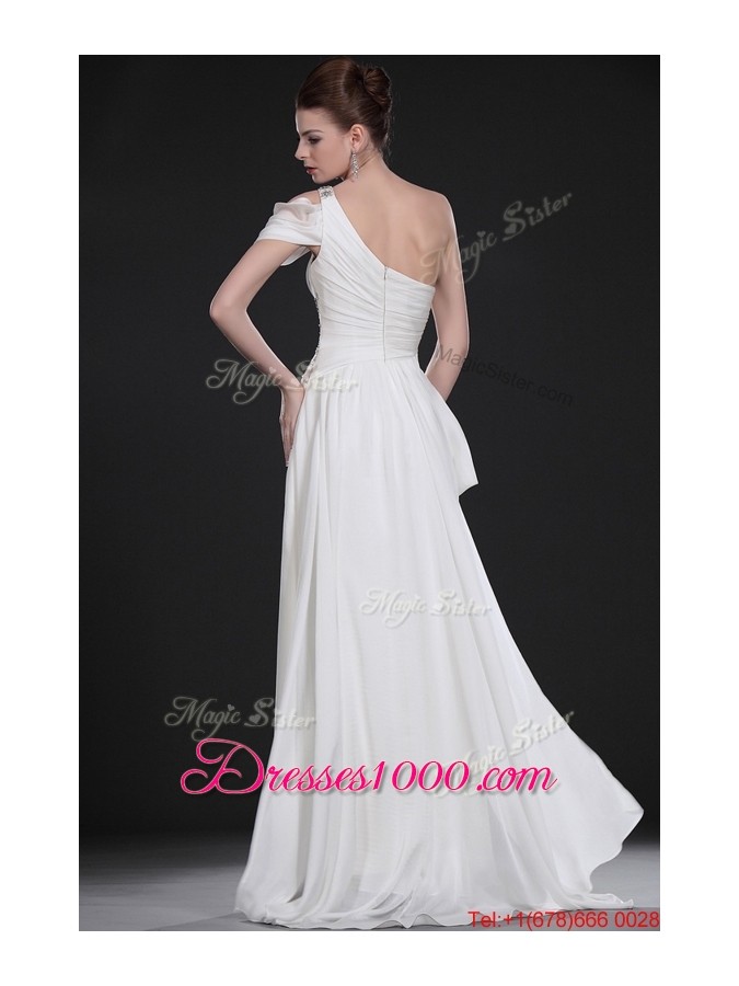 Great Remarkable One Shoulder Beading Long Wedding Dresses
