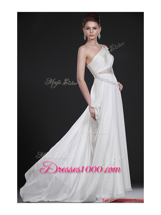 Great Remarkable One Shoulder Beading Long Wedding Dresses