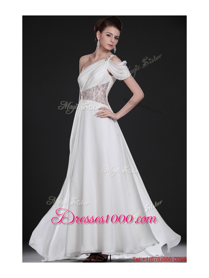 Great Remarkable One Shoulder Beading Long Wedding Dresses