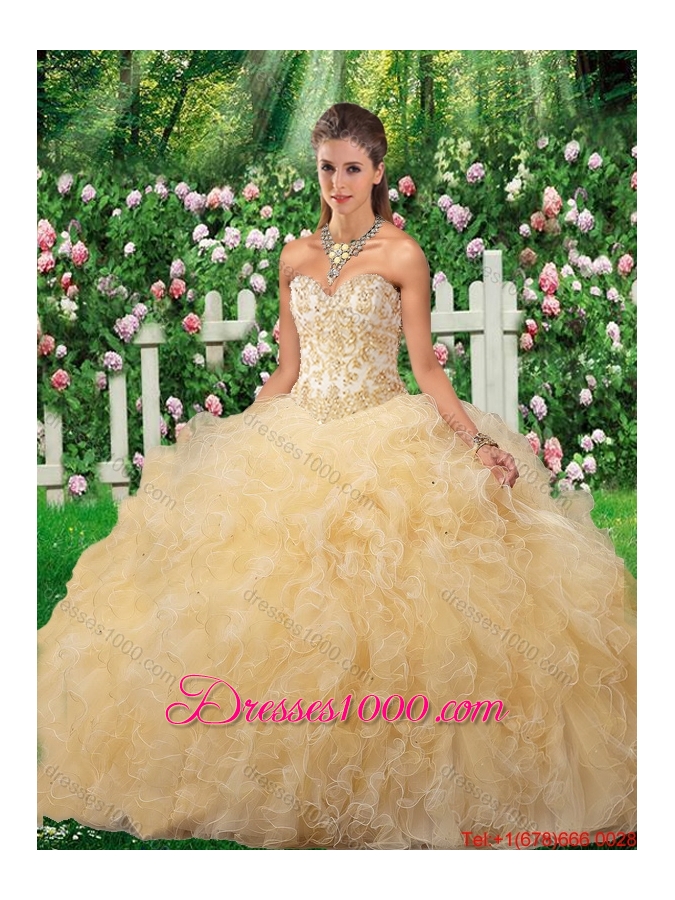 Luxurious Ball Gown 2016 Quinceanera Gowns in Champagne
