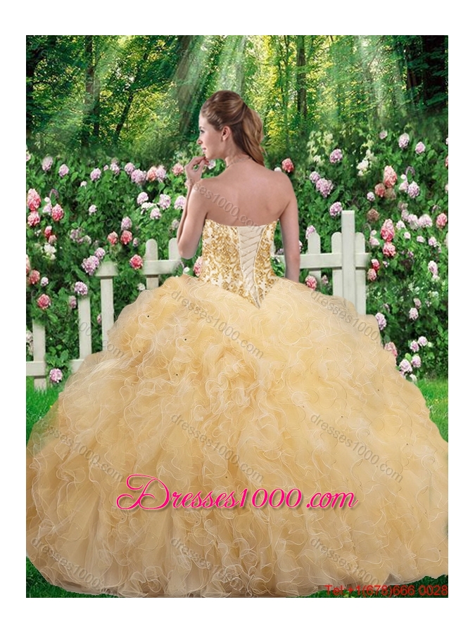 Luxurious Ball Gown 2016 Quinceanera Gowns in Champagne
