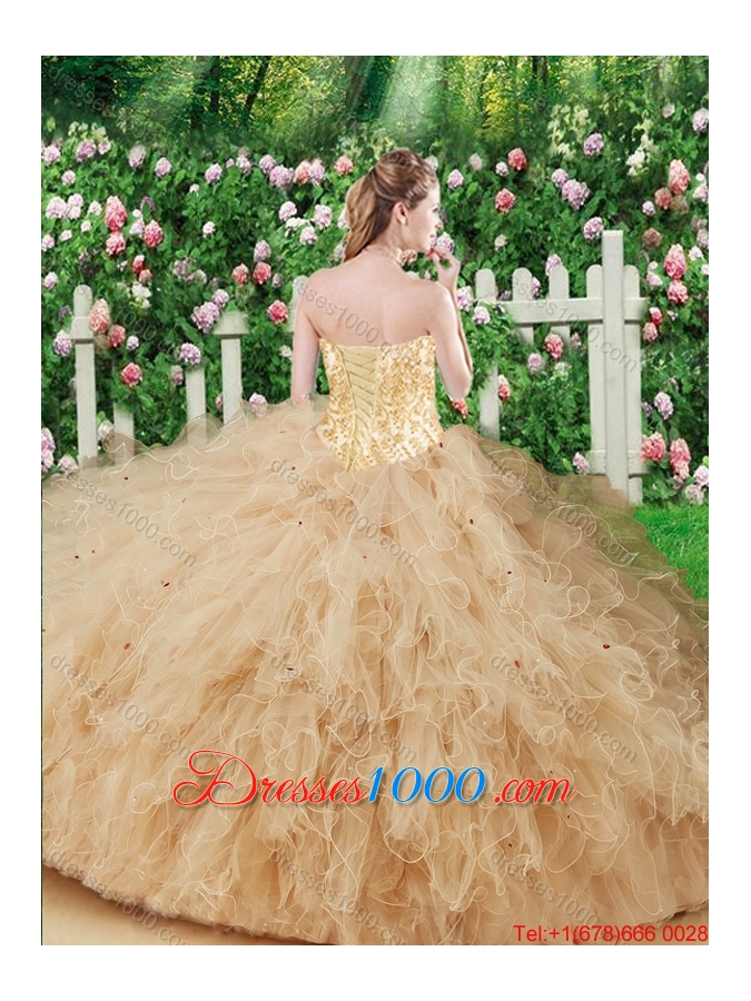 Luxurious Sweetheart Beading Quinceanera Dresses in Champagne