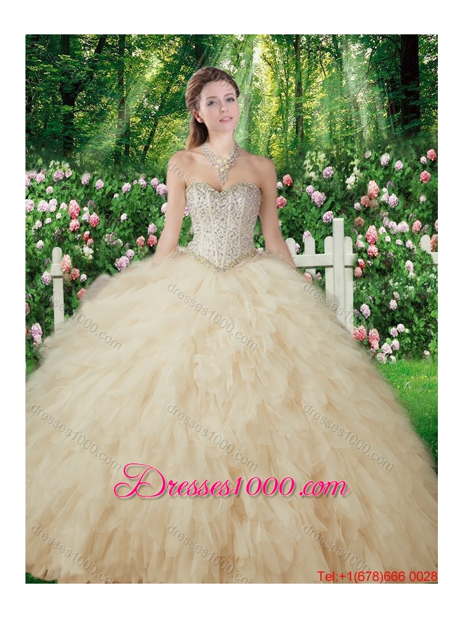 Pretty Ball Gowns Beading and Ruffles Sweet 16 Dresses