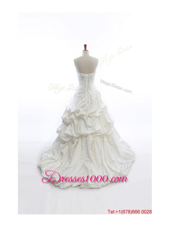 Pretty Elegant A Line Strapless Wedding Dresses with Pick Ups for 2016