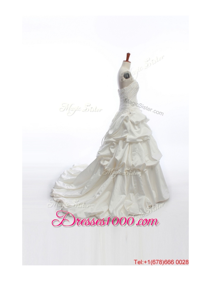 Pretty Elegant A Line Strapless Wedding Dresses with Pick Ups for 2016