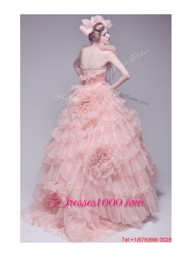 Pretty Exclusive Beading and Ruffles Wedding Dresses with Brush Train