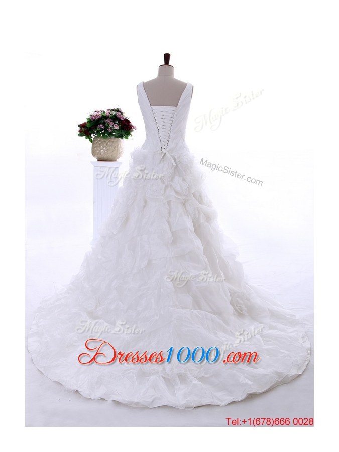Pretty Most Popular Ruffles Wedding Dresses with Court Train