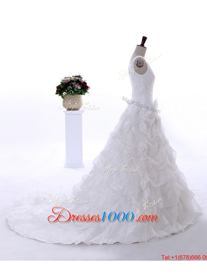 Pretty Most Popular Ruffles Wedding Dresses with Court Train