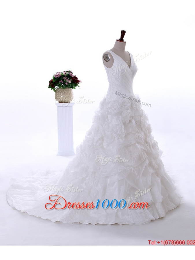Pretty Most Popular Ruffles Wedding Dresses with Court Train