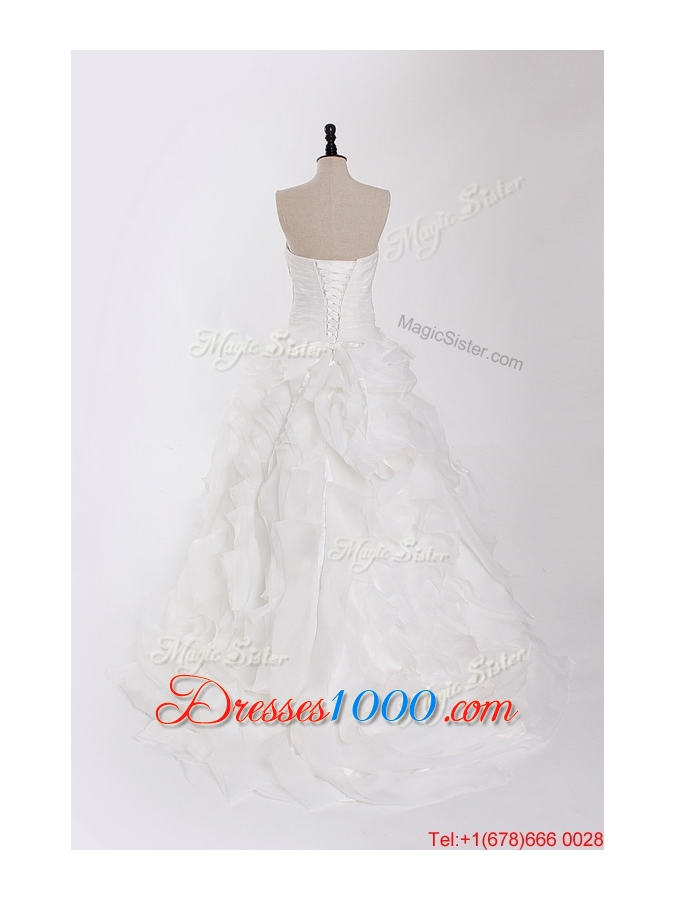 Pretty New Style Ruffles Wedding Dresses with Brush Train