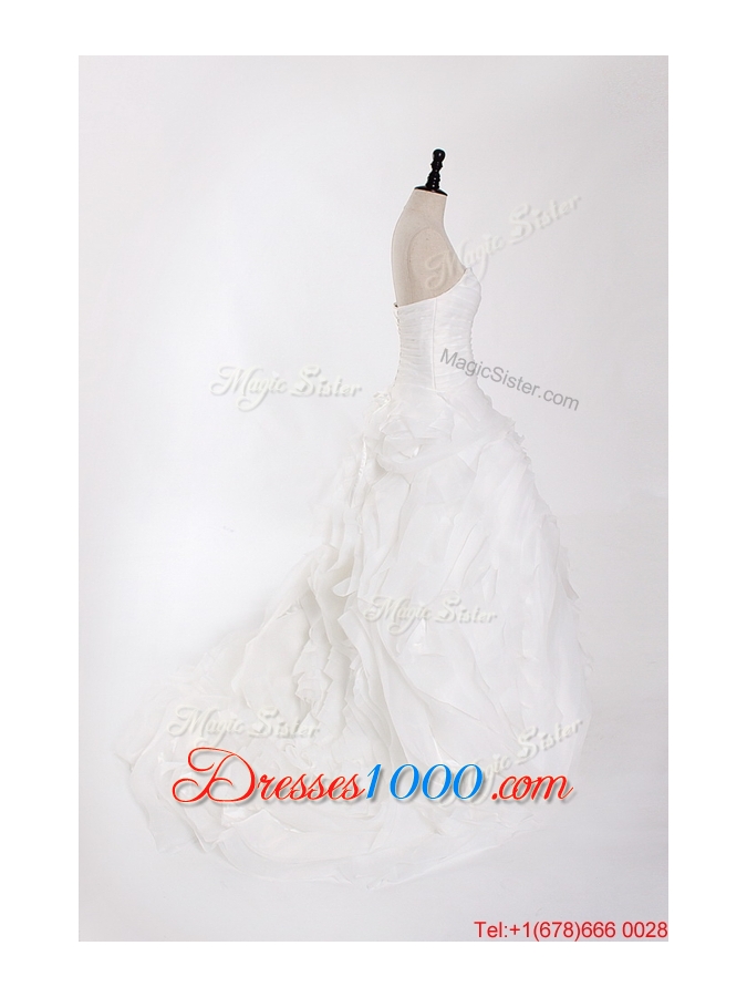 Pretty New Style Ruffles Wedding Dresses with Brush Train