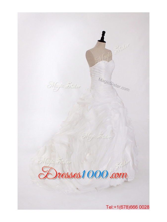 Pretty New Style Ruffles Wedding Dresses with Brush Train