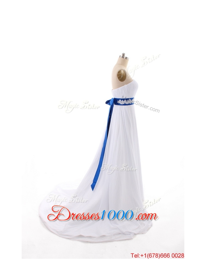 Pretty Perfect Empire Strapless Wedding Dresses with Belt and Bowknot