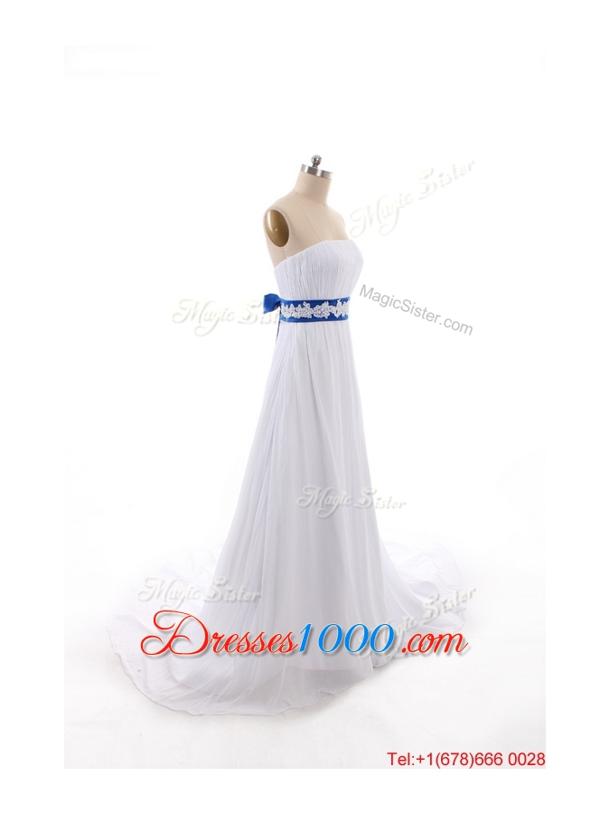 Pretty Perfect Empire Strapless Wedding Dresses with Belt and Bowknot