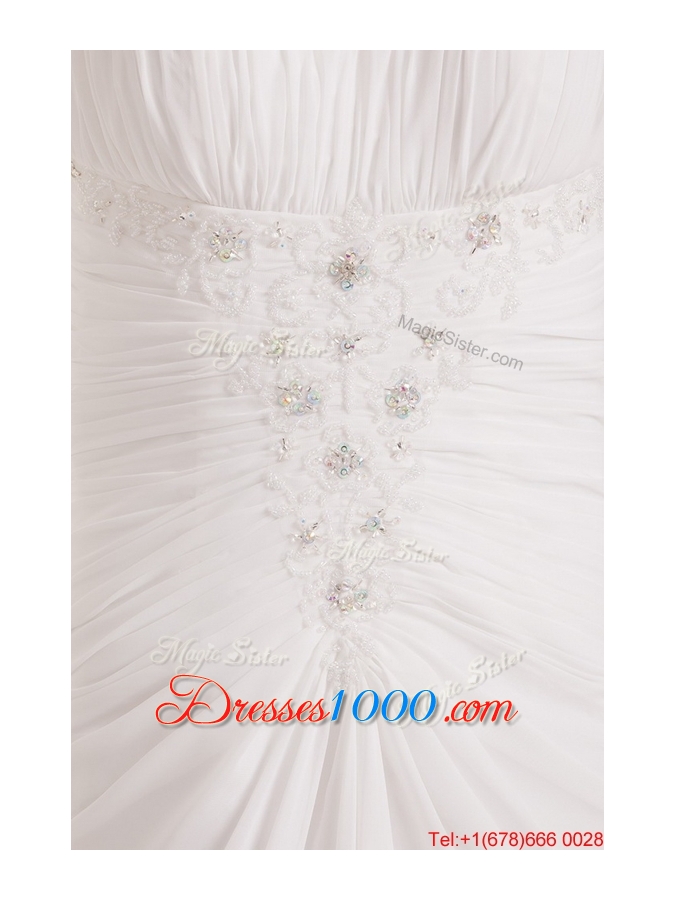 Pretty Remarkable Beading White Wedding Dress with Court Train for 2016