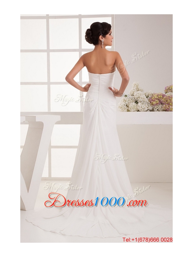 Pretty Remarkable Beading White Wedding Dress with Court Train for 2016