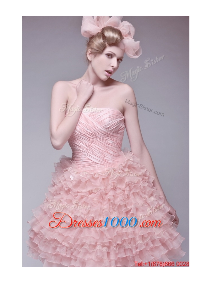 Romantic Ruffled Layers and Beading Short Wedding Dress for 2016