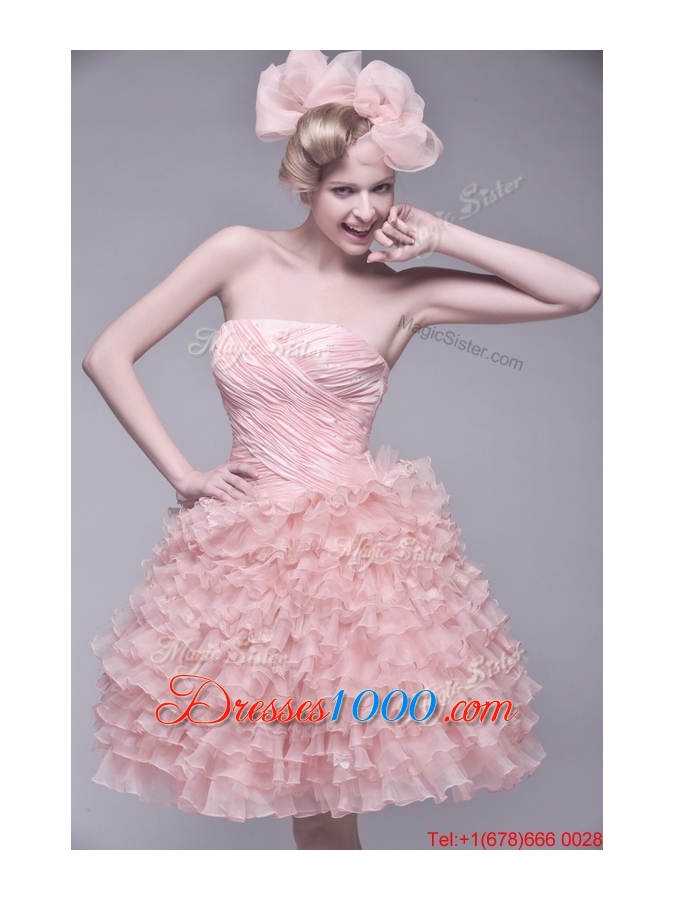 Romantic Ruffled Layers and Beading Short Wedding Dress for 2016