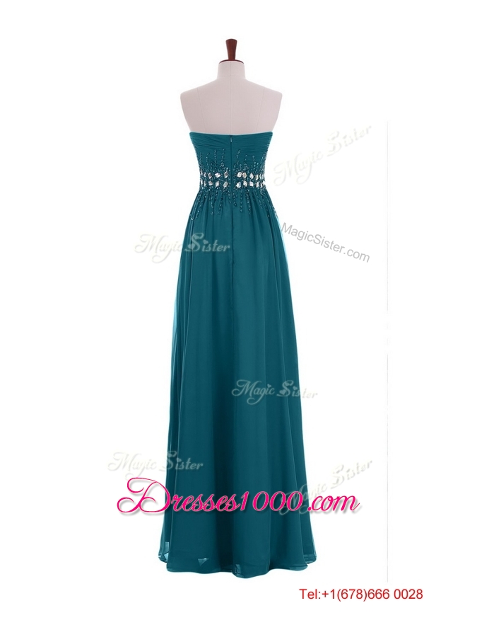 Simple Empire Sweetheart Beaded Prom Dresses with Belt