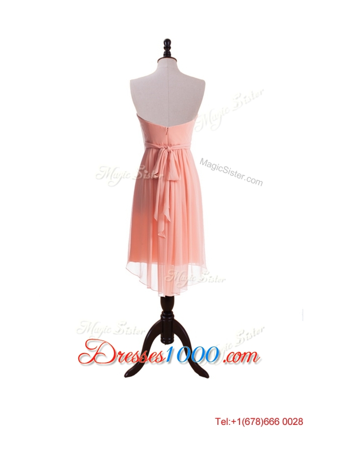 Watermelon Red Sweet Short Prom Dresses with Sashes for 2016