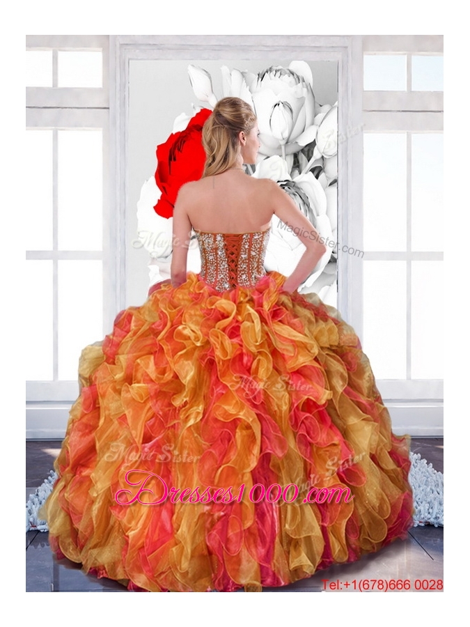 2015 Elegant Quinceanera Dresses with Beading and Ruffles