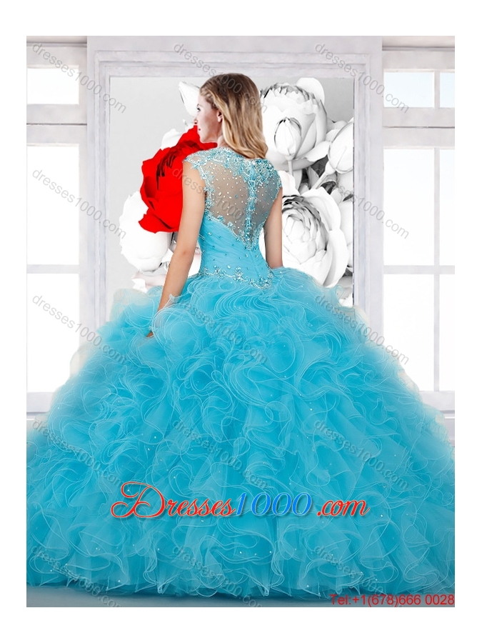 2016 Elegant Puffy Straps Sweet 16 Dresses with Beading and Ruffles