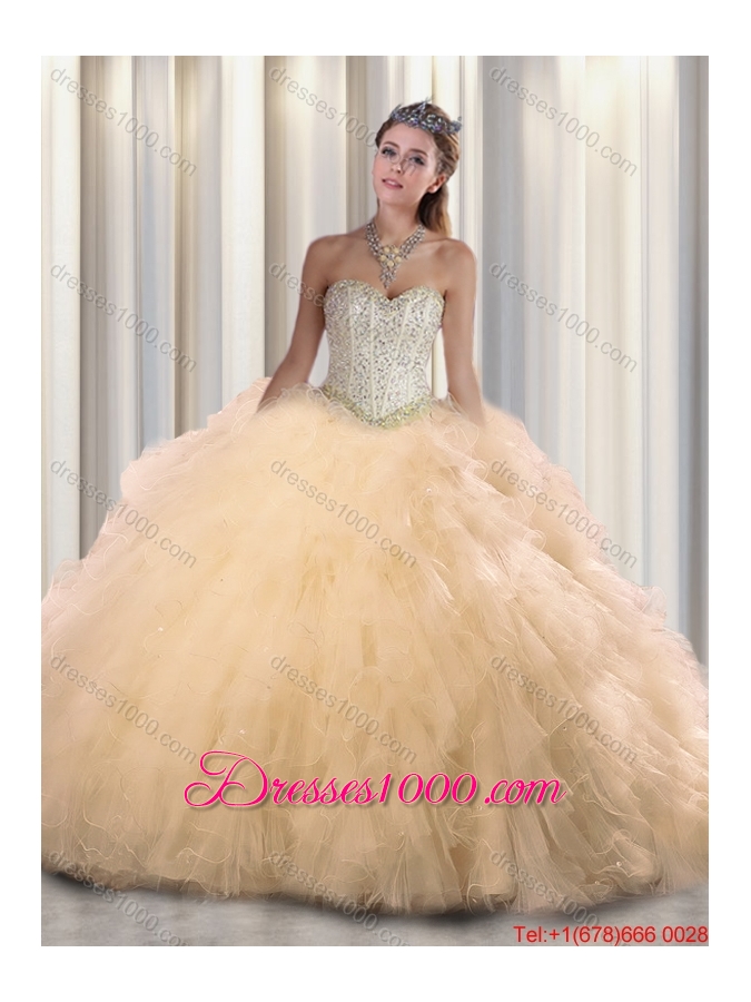 2016 New Style Sweetheart Beading Quinceanera Dressesin Champagne