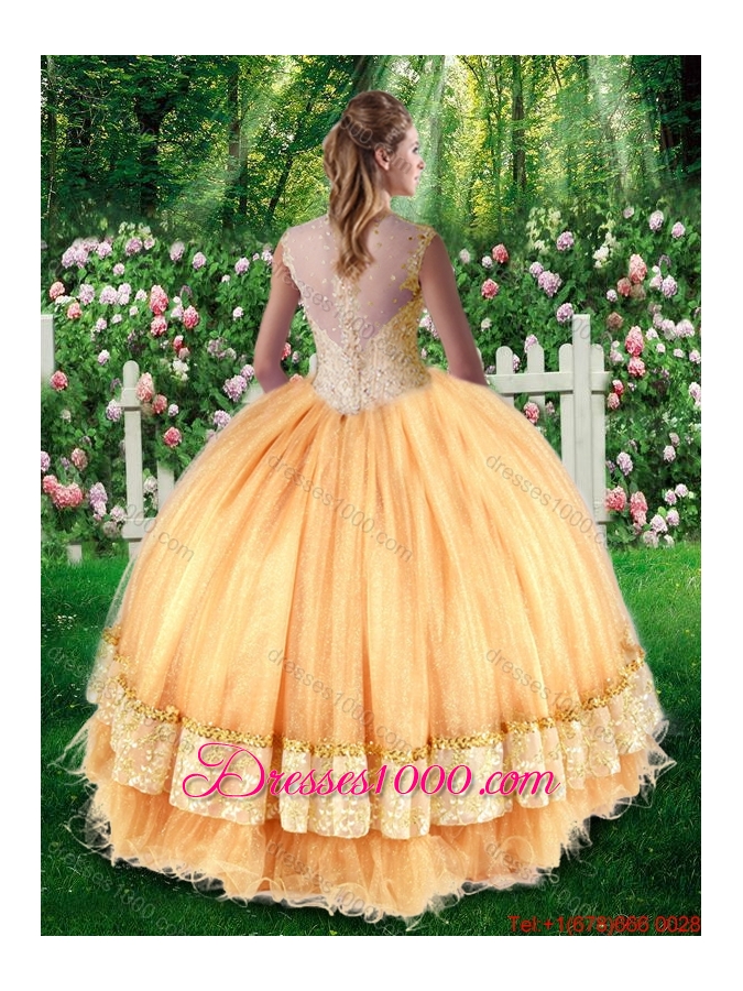 2016 Pretty Ball Gown Sweet Sixteen Dresses with Beading and Appliques