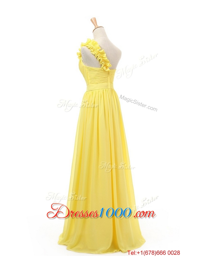 2016 Spring Affordable Empire One Shoulder Prom Dresses with Belt