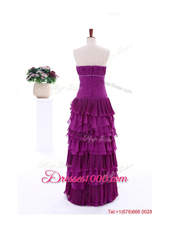 2016 Winter Beautiful Empire Strapless Beaded Prom Dresses with Ruffled Layers