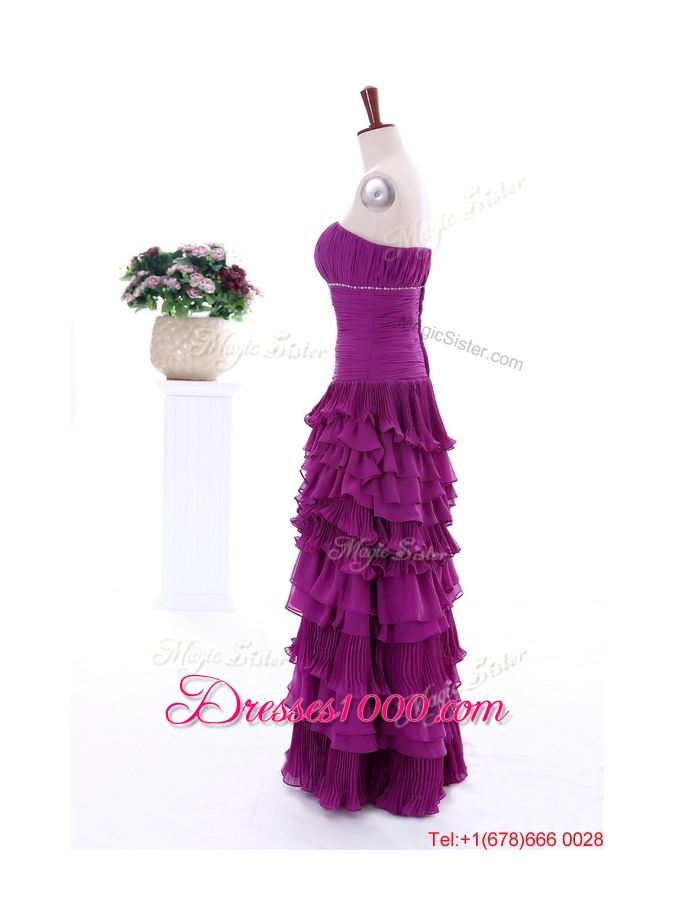 2016 Winter Beautiful Empire Strapless Beaded Prom Dresses with Ruffled Layers