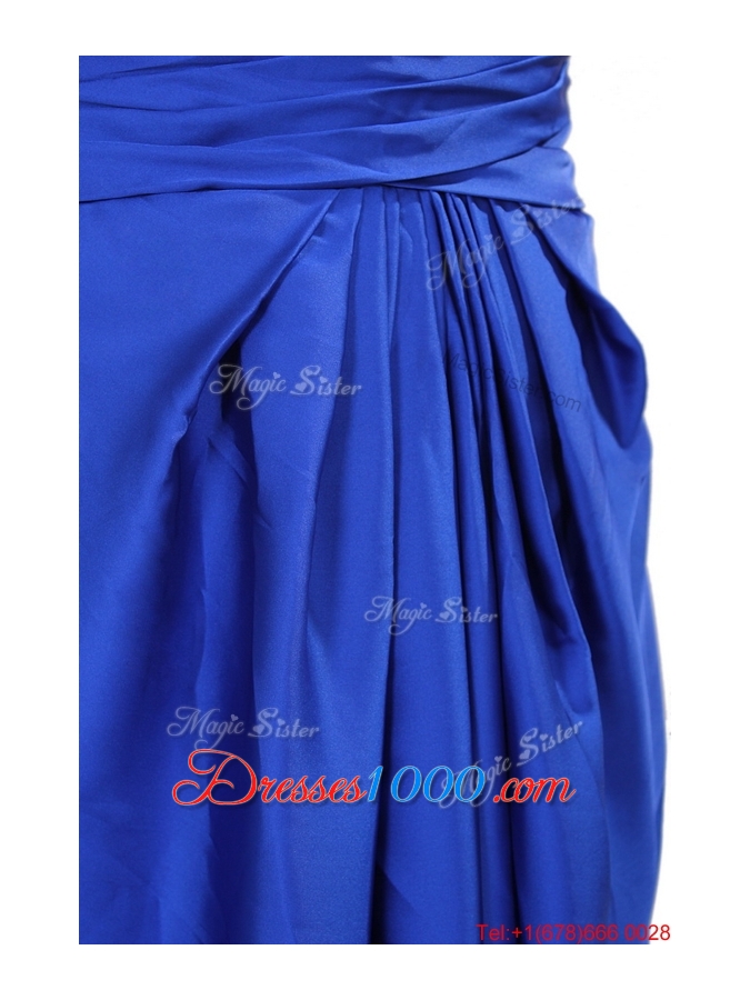 2016 Winter New Empire V Neck Blue Prom Dresses with Beading