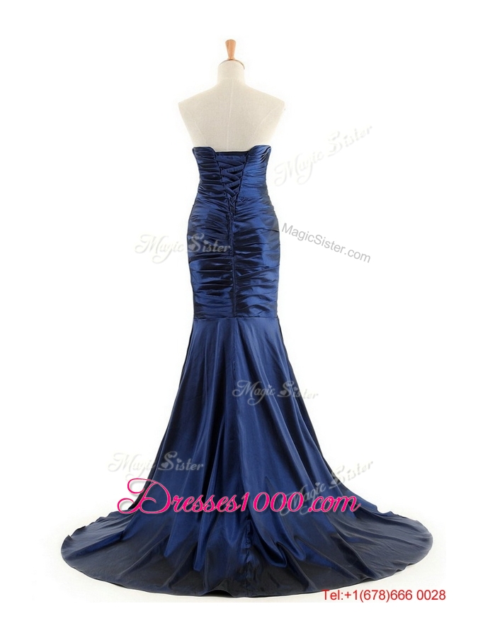 Beautiful Mermaid Royal Blue Prom Dresses with Brush Train