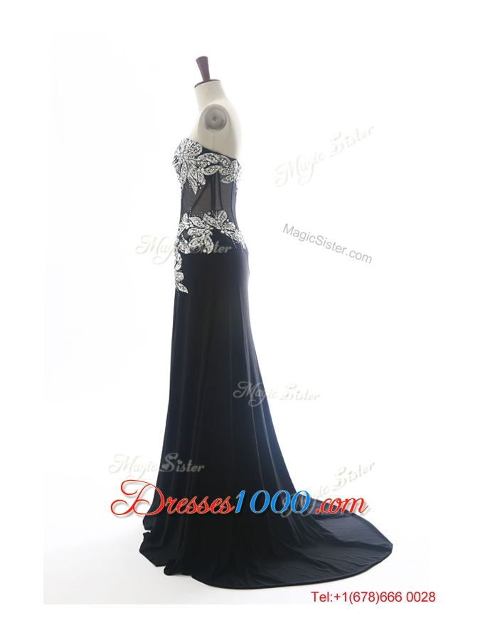 Beautiful Sweetheart Beading Brush Train Prom Dresses in Purple